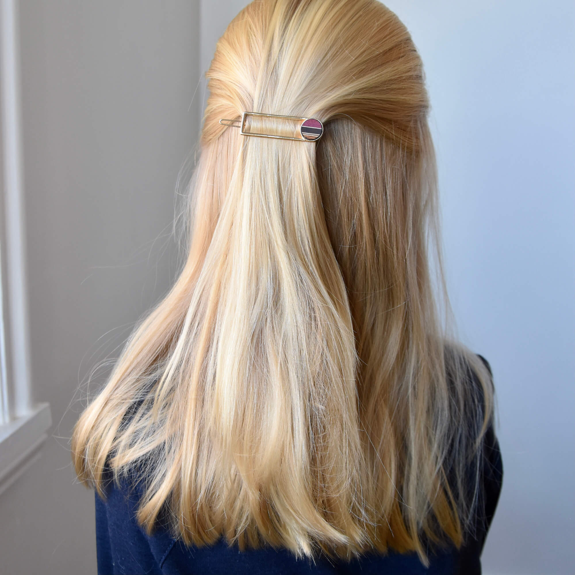 clip minimaliste rectangle plaqué argent, barrette cheveux minces