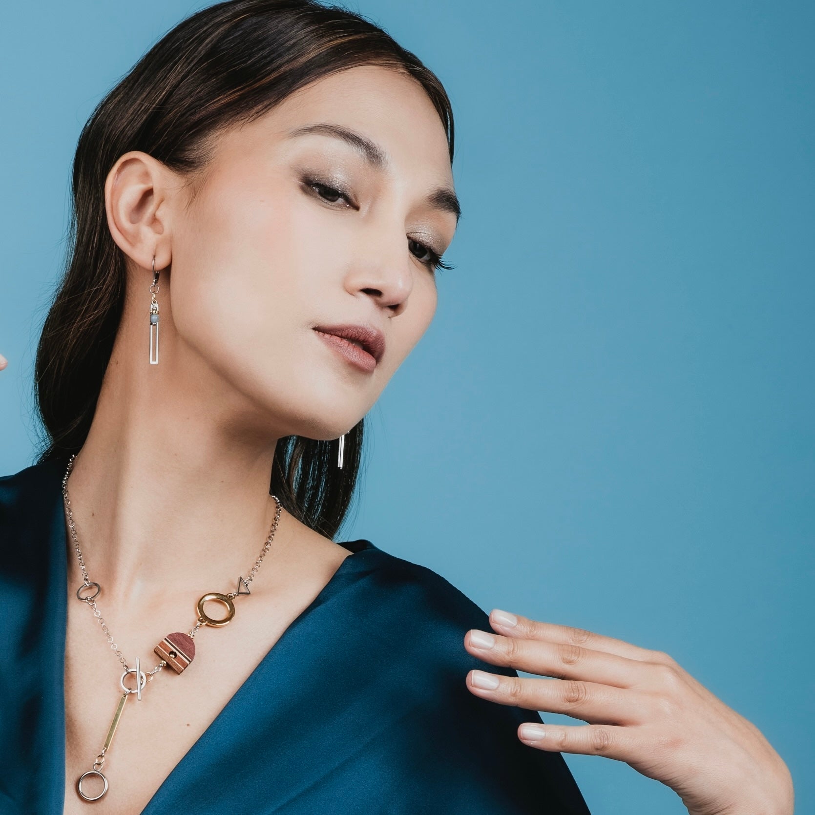 Boucles d'oreilles pour femme agate bleu