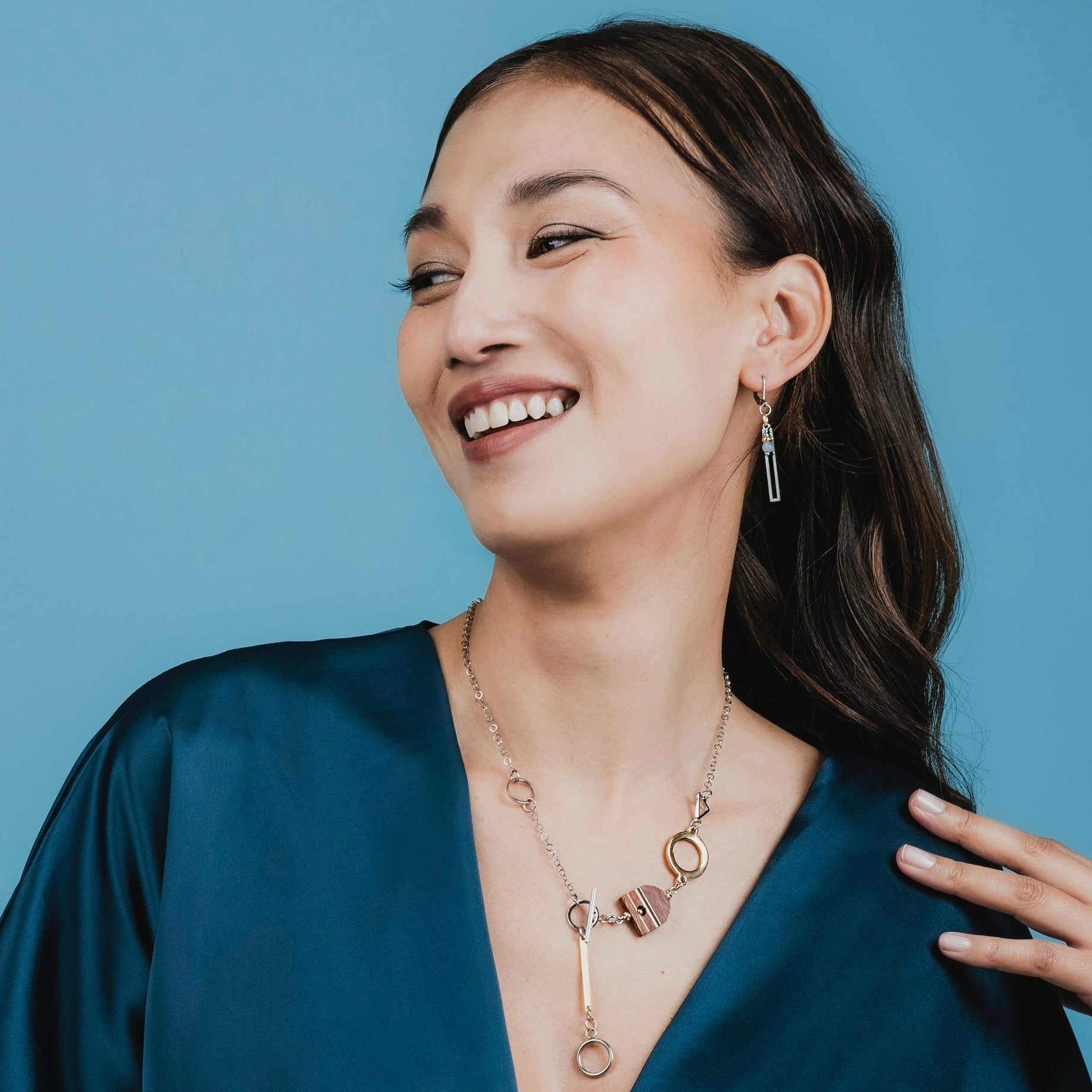 Boucles d'oreilles pour femme agate bleu