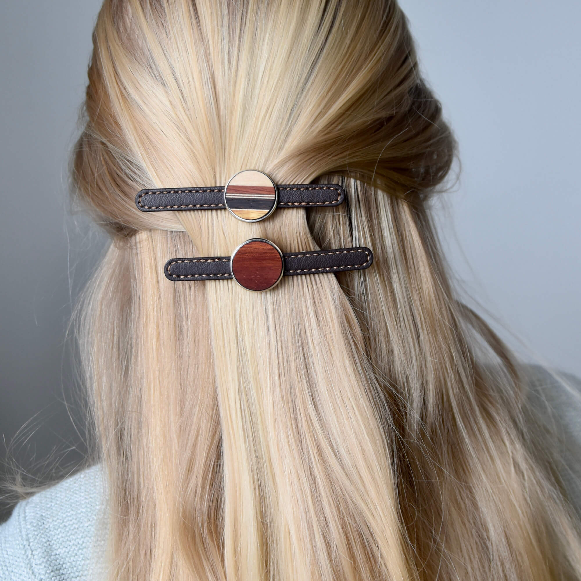 Barrette pour cheveux en cuir artisanal Québec, Canada