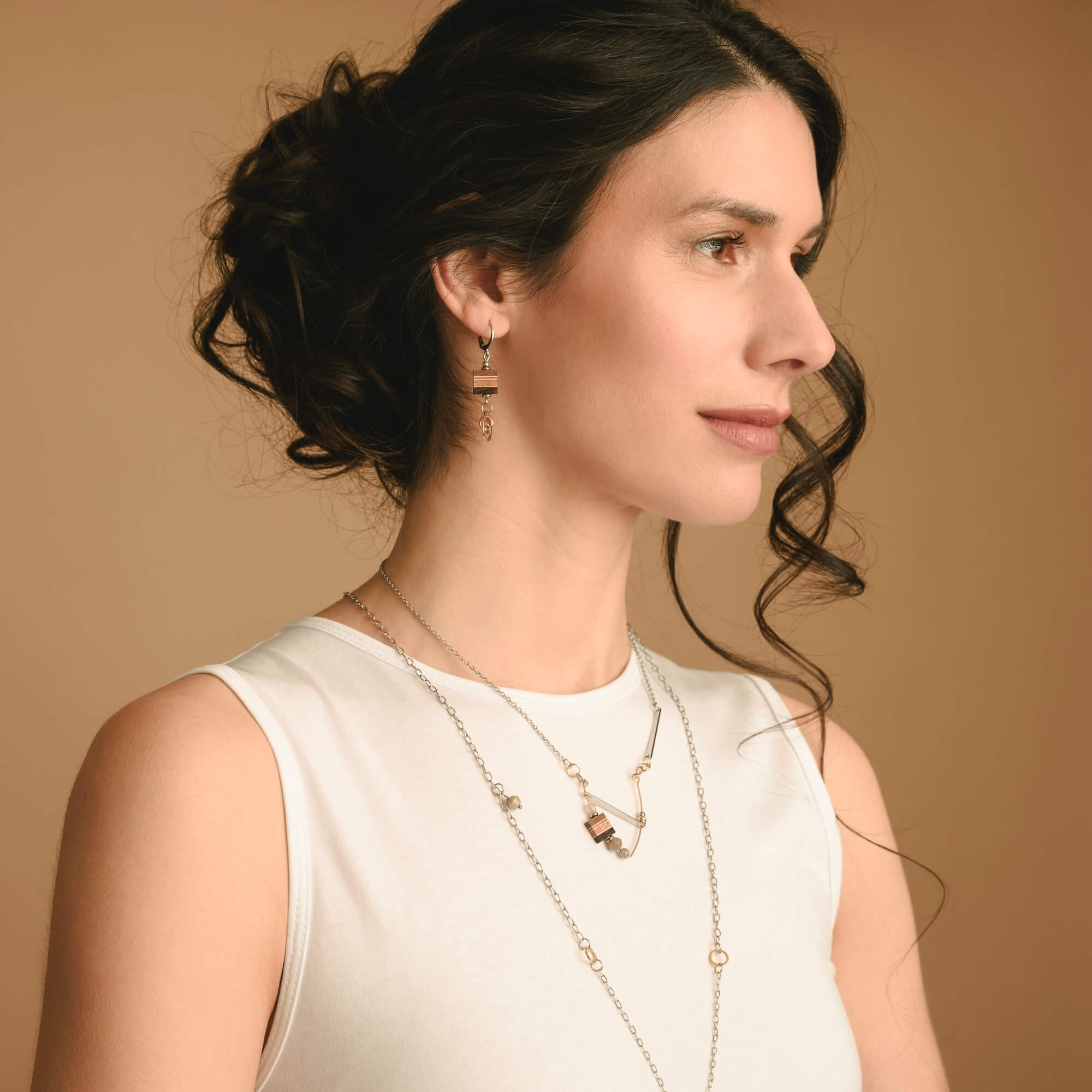 collier pour femme en bois collier en acier inoxydable