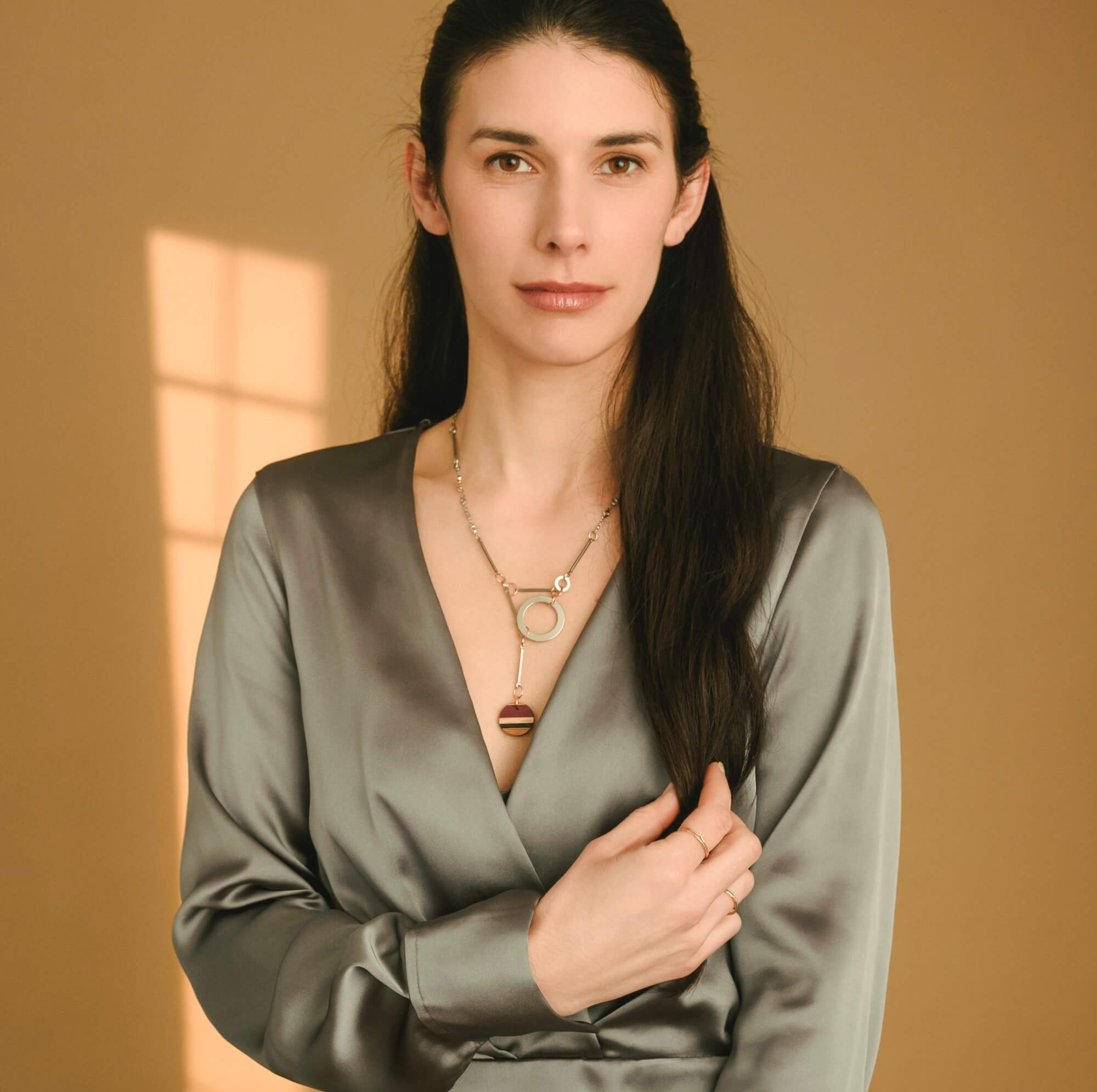 Wooden Pendant Necklace | Chestnut