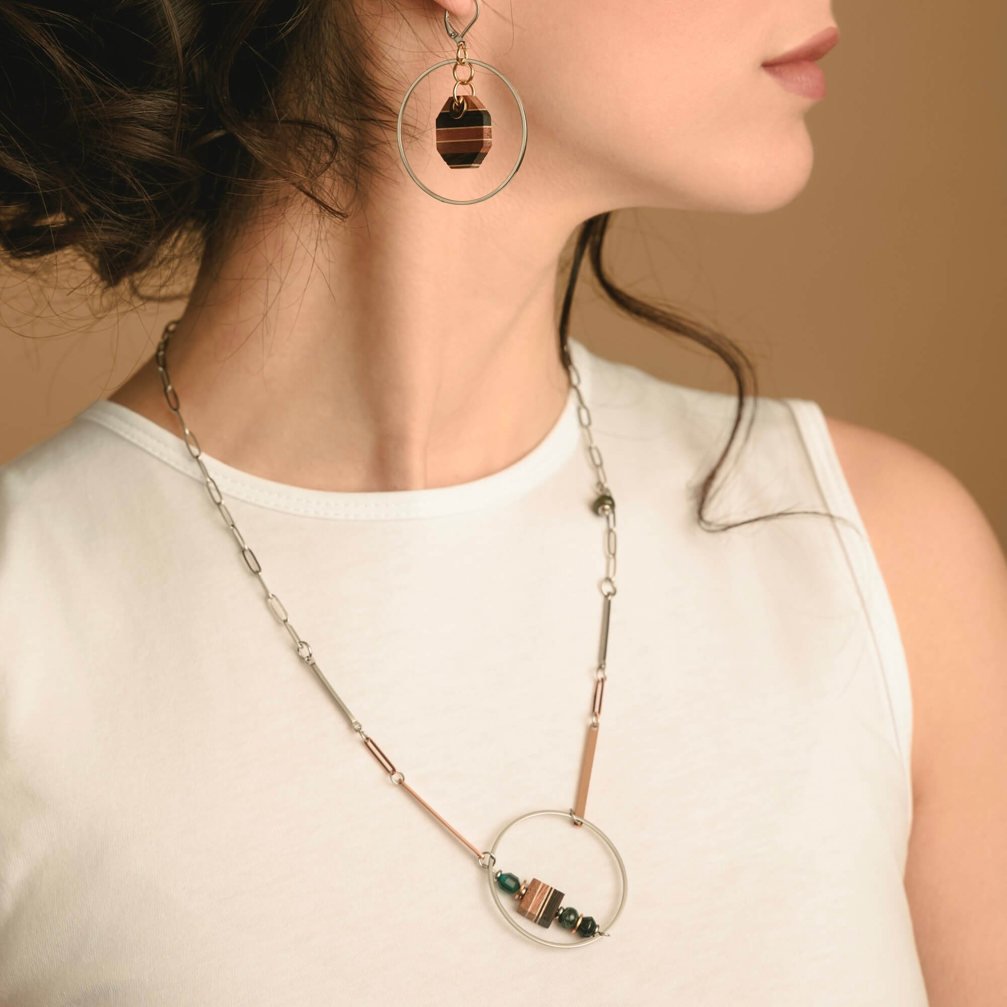 Bijoux Fait Main au Québec, collier sautoir,  Bijou en Bois Femme,