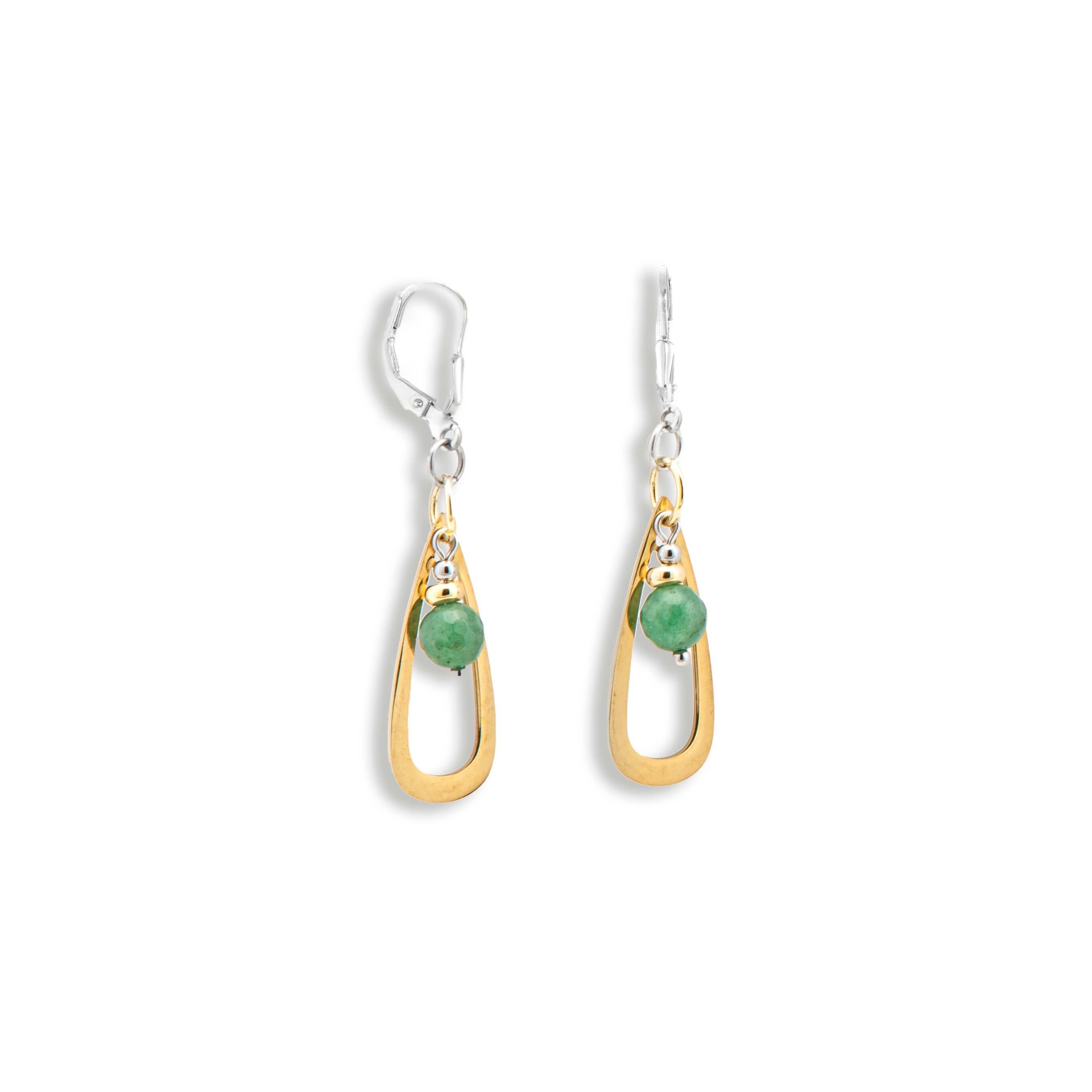 Boucles d'oreilles or avec agate, fabrication artisanal