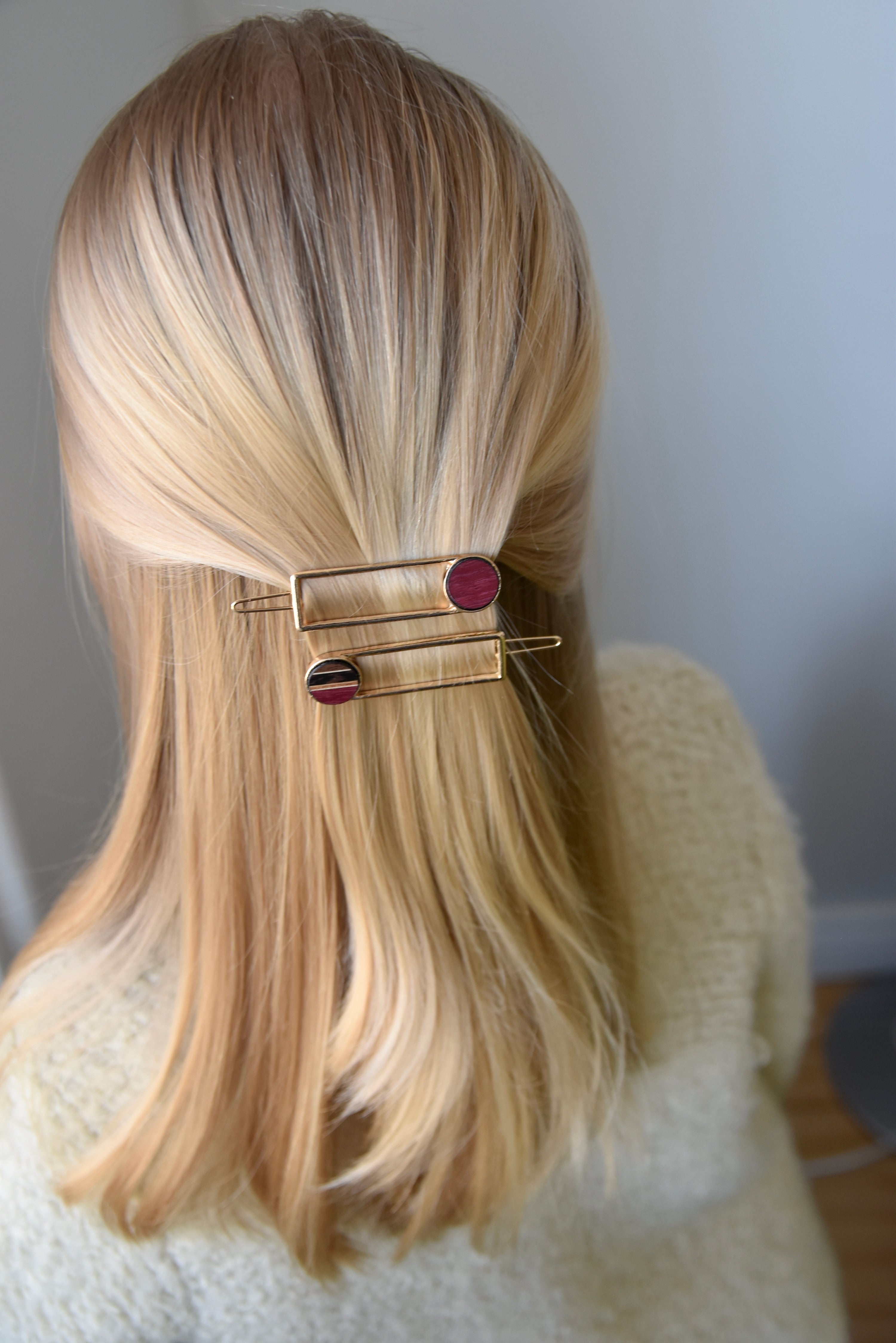 clip minimaliste rectangle plaqué argent, barrette cheveux minces