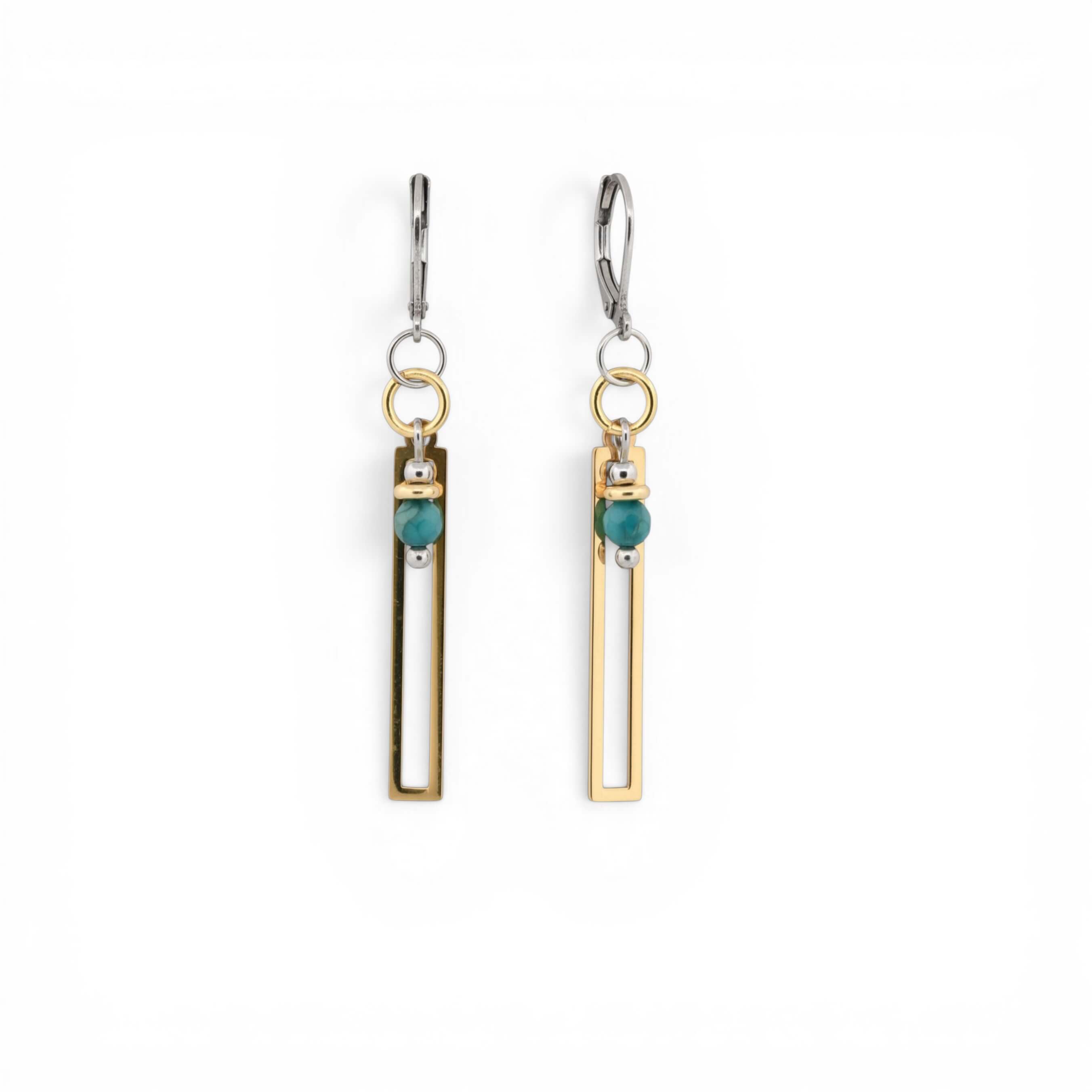 boucles d'oreilles agate verte, handmade earrings