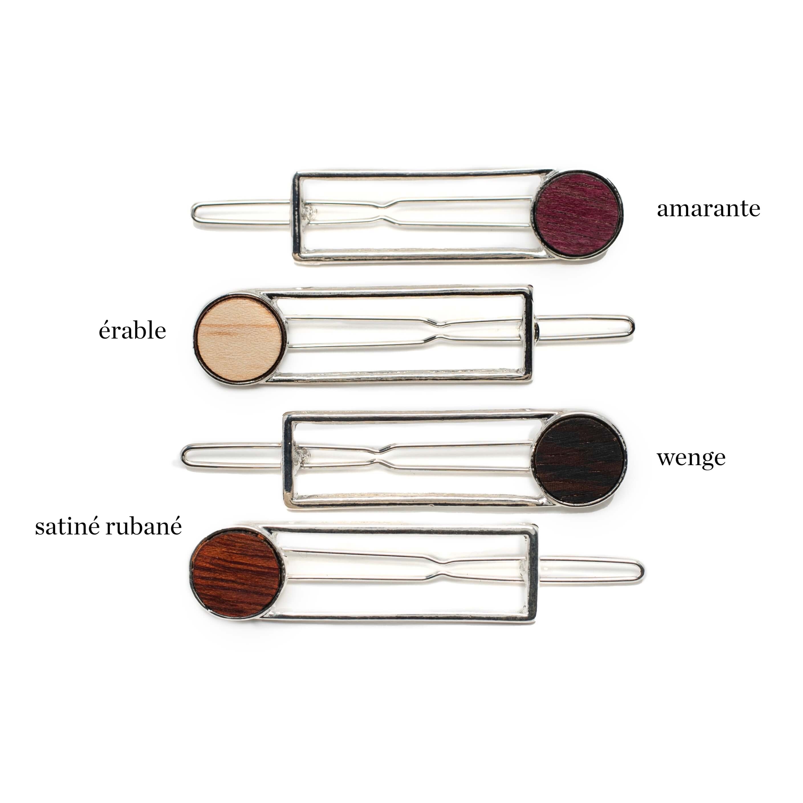 Mini-Barrette Argentée en Bois : Élégance pour Vos Cheveux