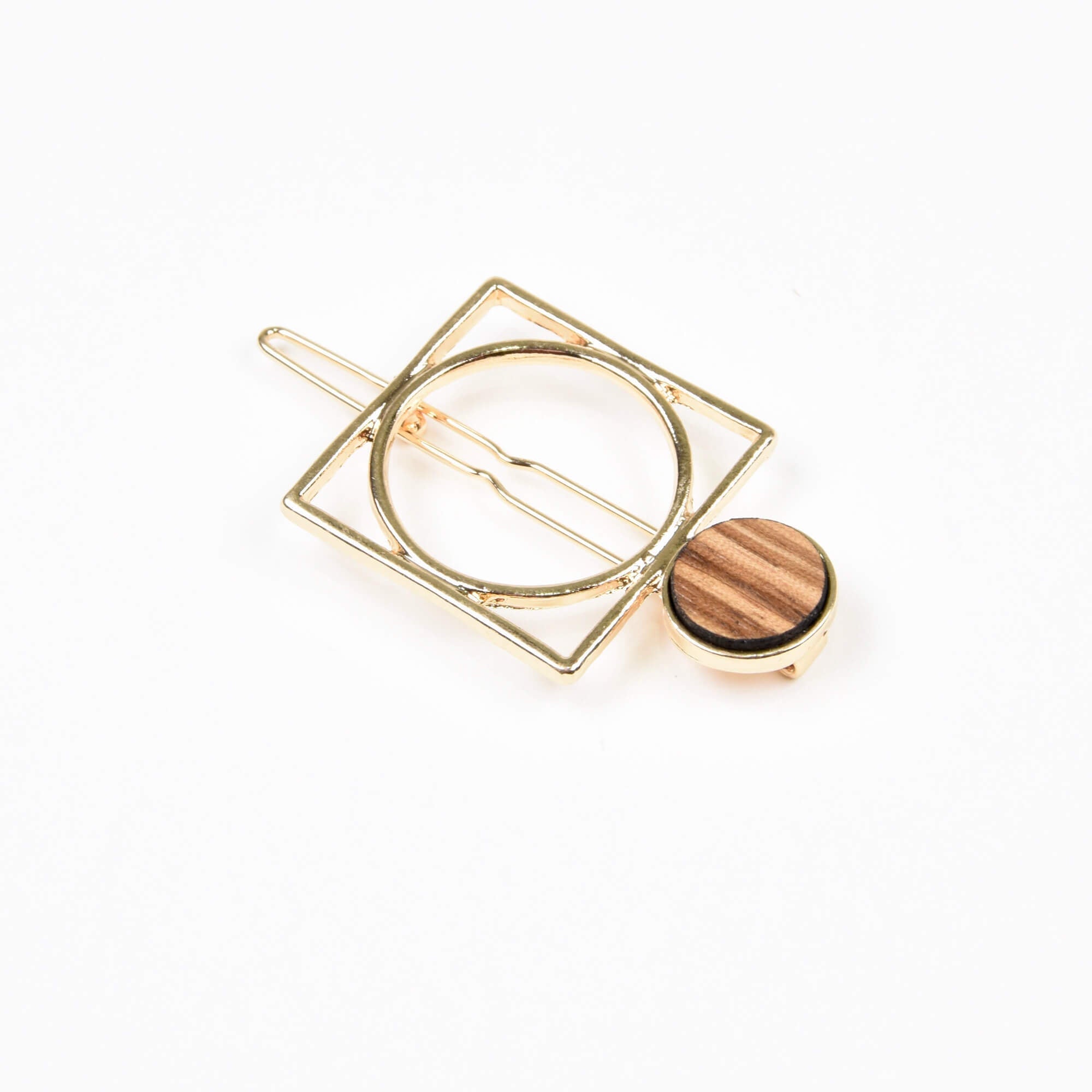 mini barrette dorée minimaliste fait main en bois au Québec
