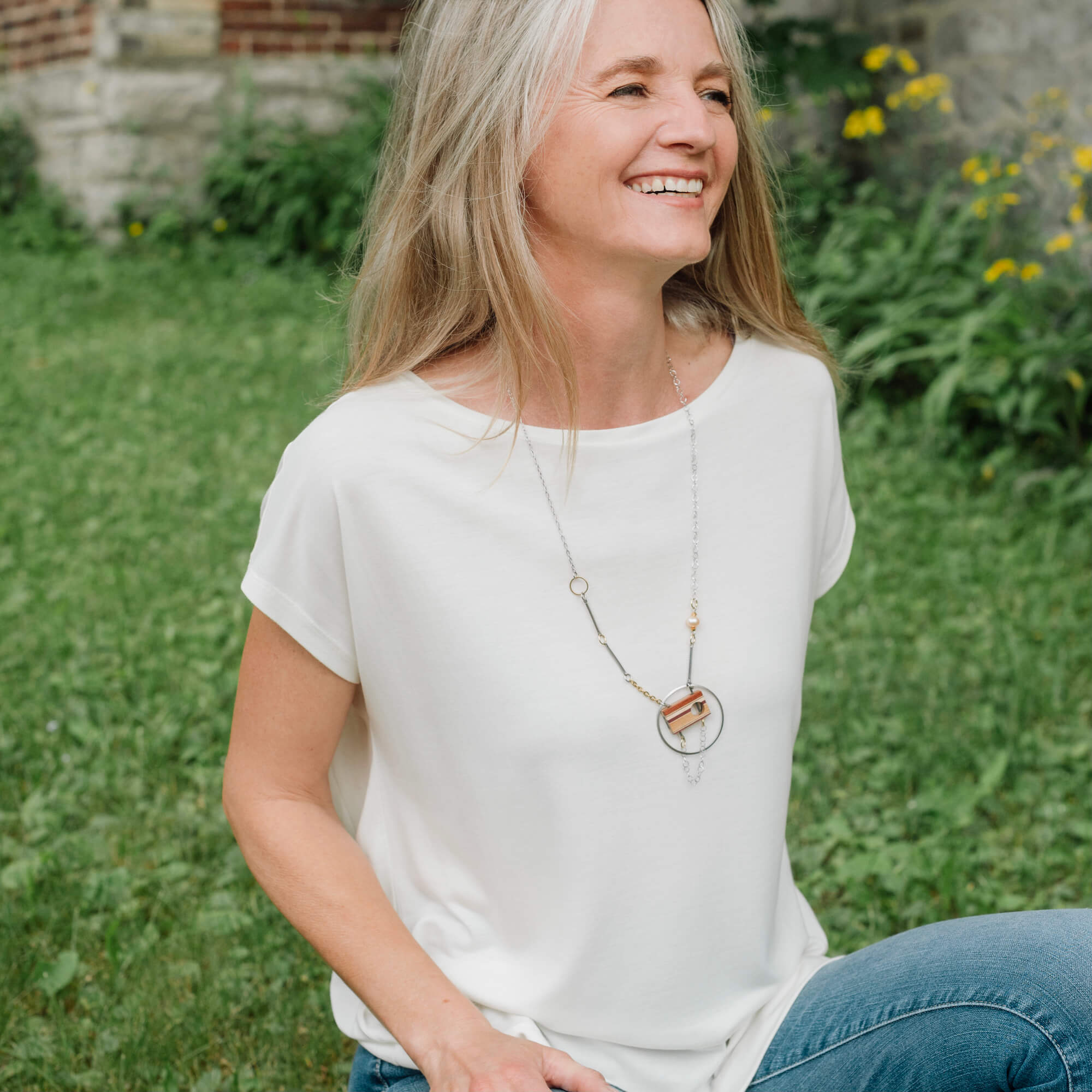 collier long réversible pour femme fait main au Québec par Isabelle Ferland 