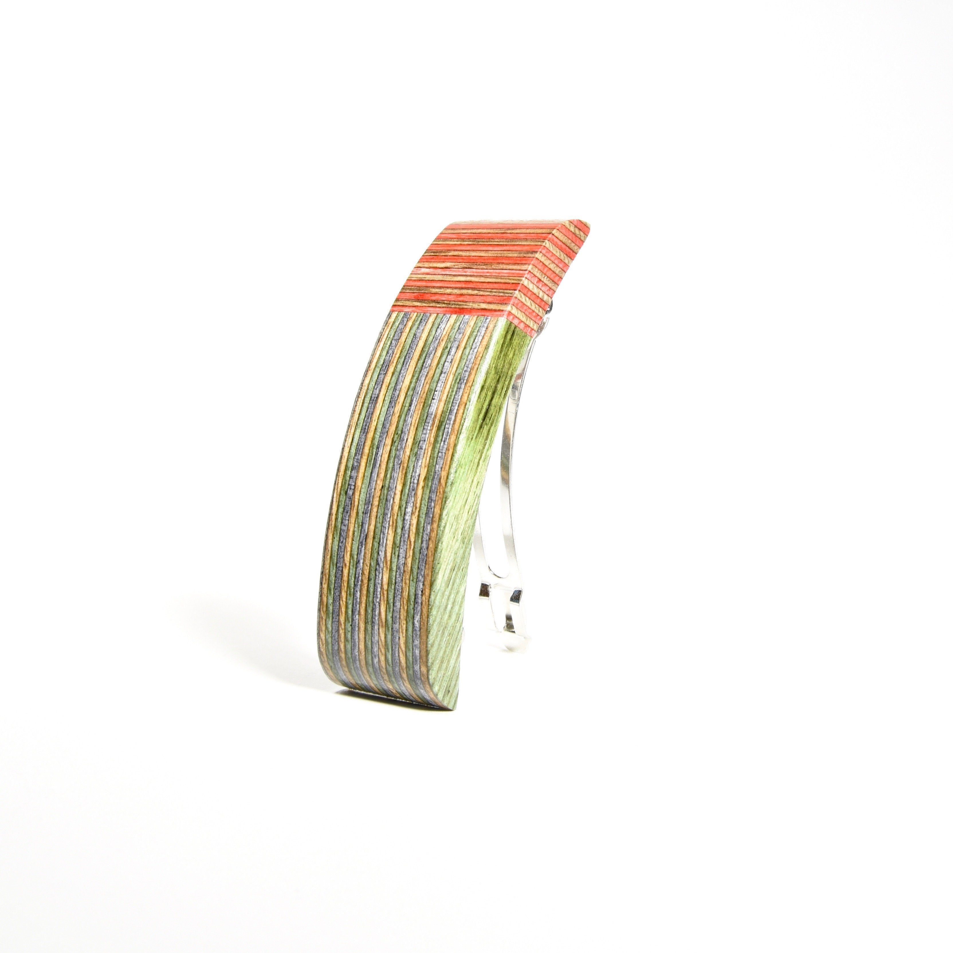 Barrette en bois couleur verte |Isabelle_Ferland_bijoux