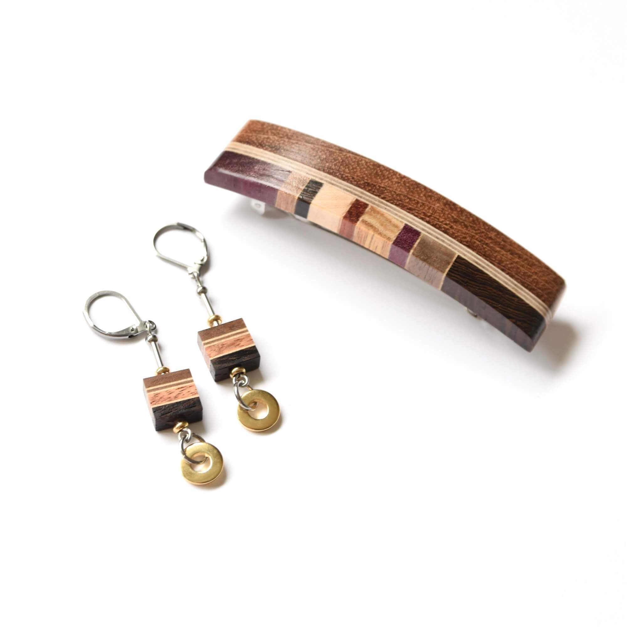 barrette pour cheveux en bois artisanal fabriqué au Québec isabelle Ferland bijoux