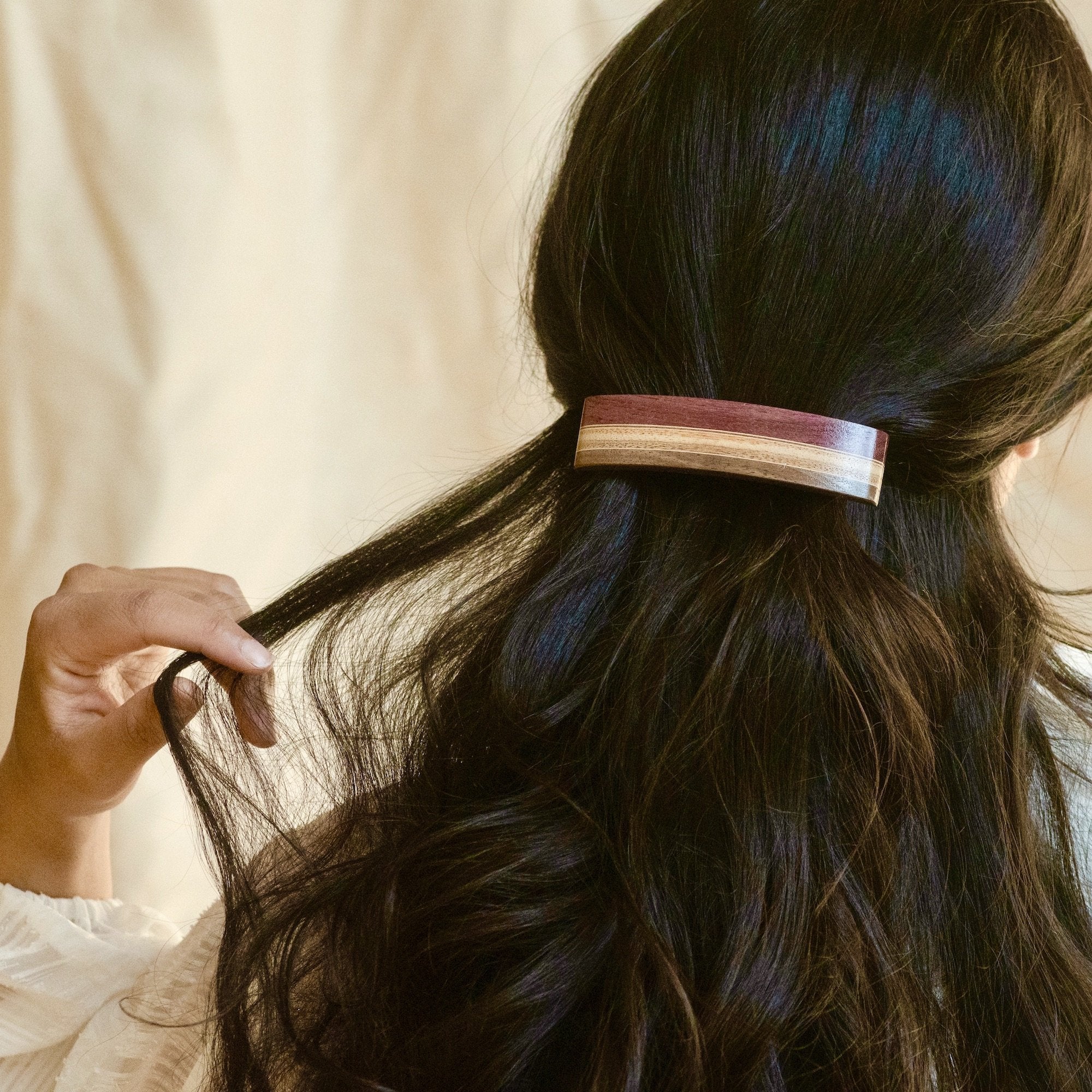 Barrette en bois d'amarante |Isabelle_Ferland_bijoux