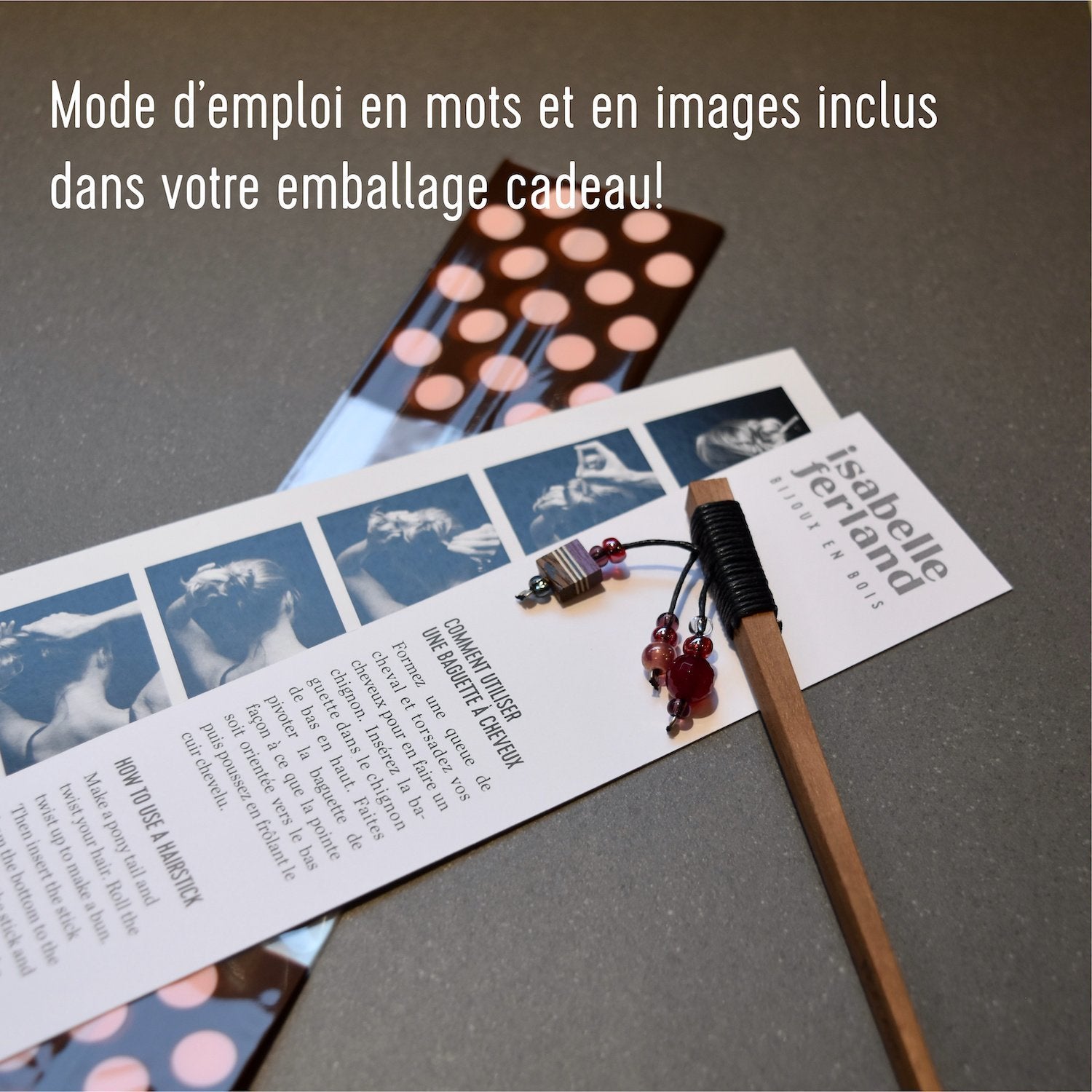 Baguette à cheveux en bois - #Isabelle_Ferland_bijoux#