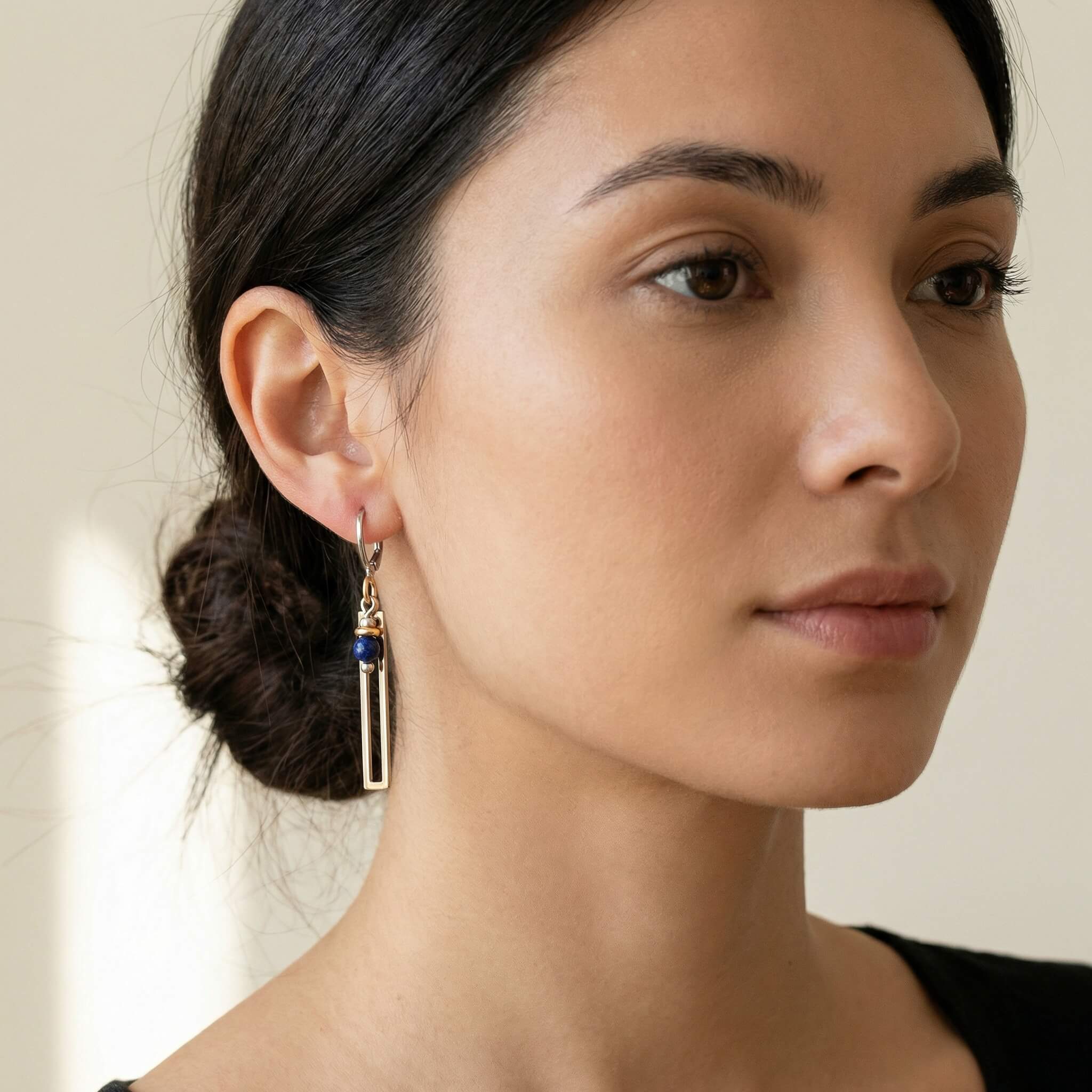 boucles d'oreilles agate bleue, handmade earrings