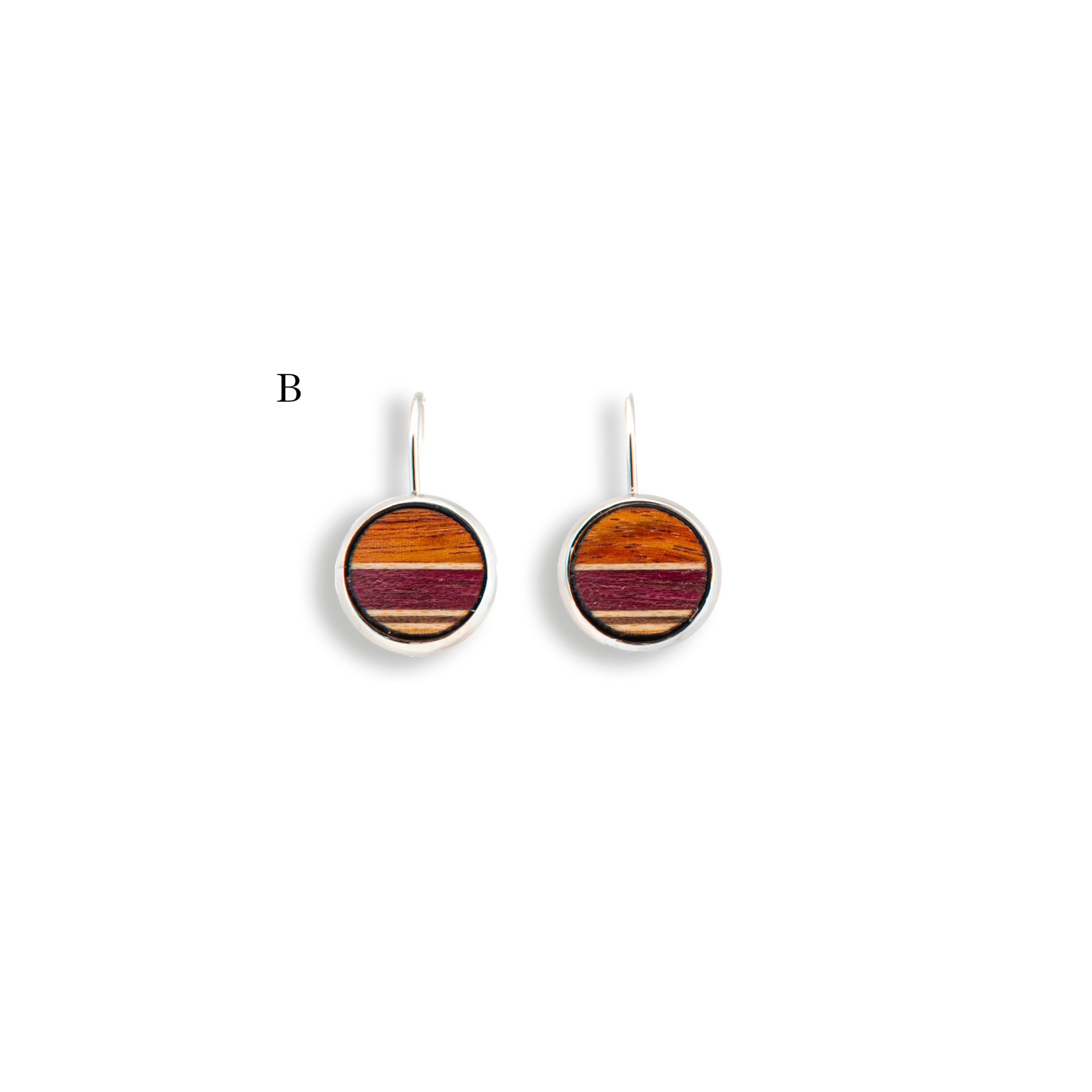 Boucles d'oreilles boutons artisanal en bois faits au Québec