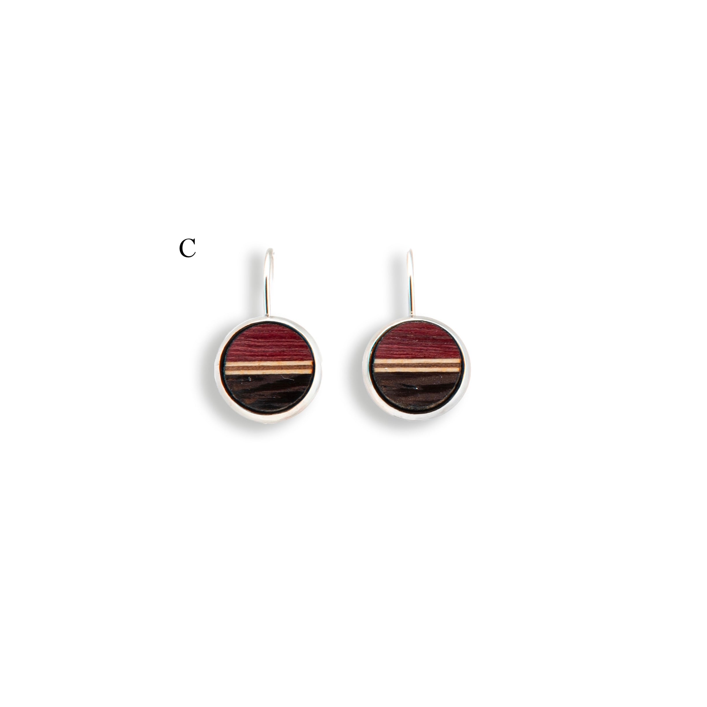 Boucles d'oreilles boutons artisanal en bois faits au Québec