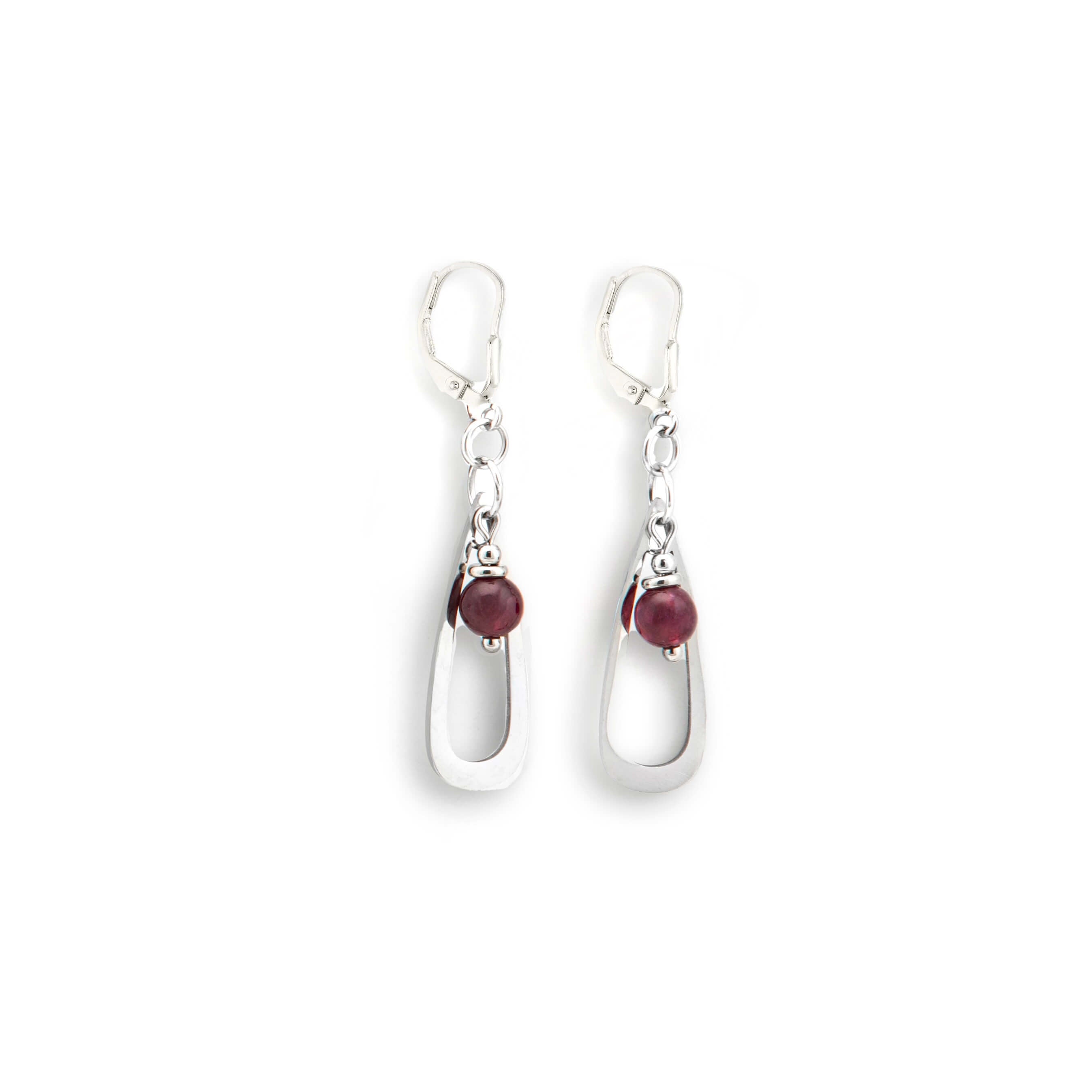 Boucles d'oreilles argent avec agate violet, fabrication artisanal