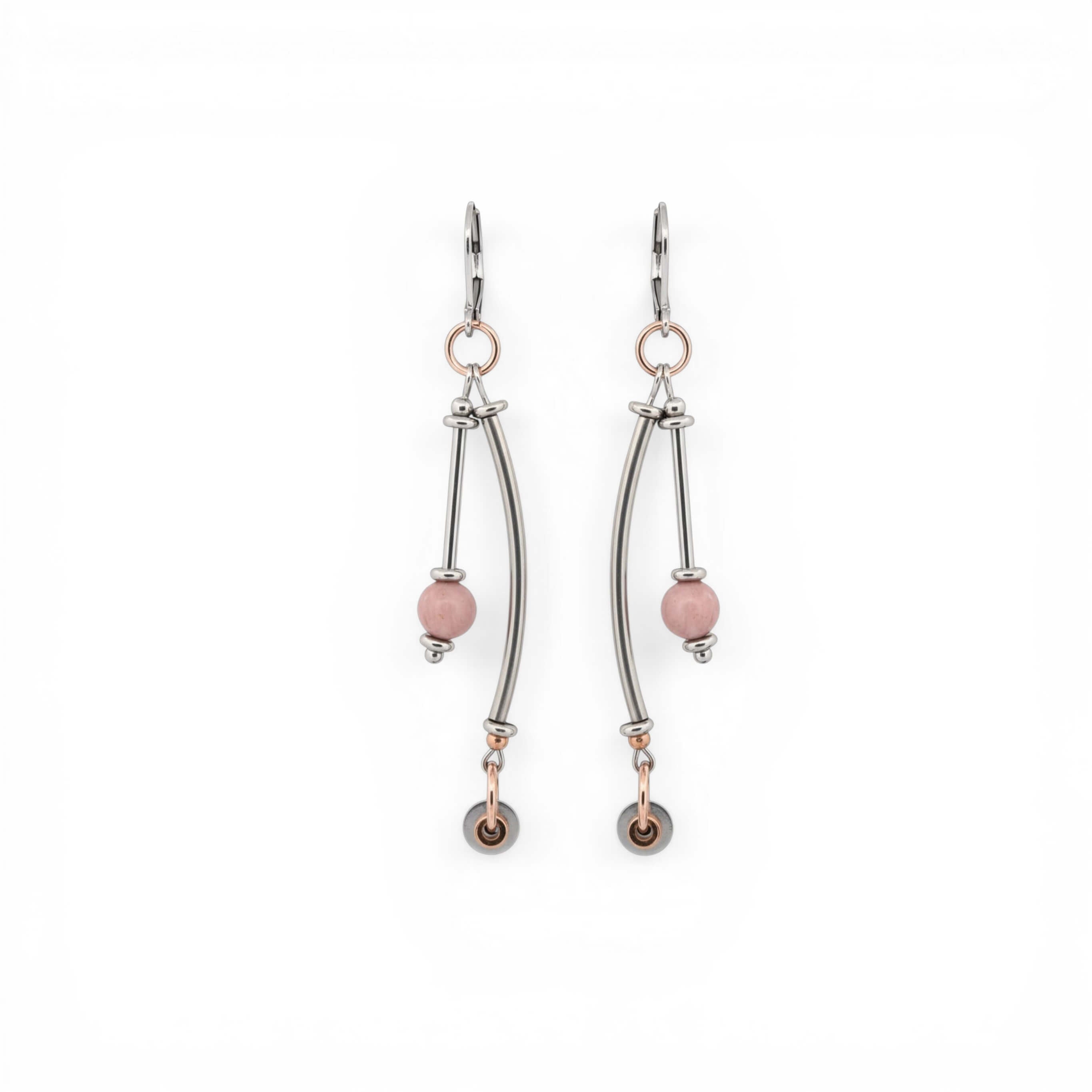 Stainless steel earrings pink pearls | Roséa