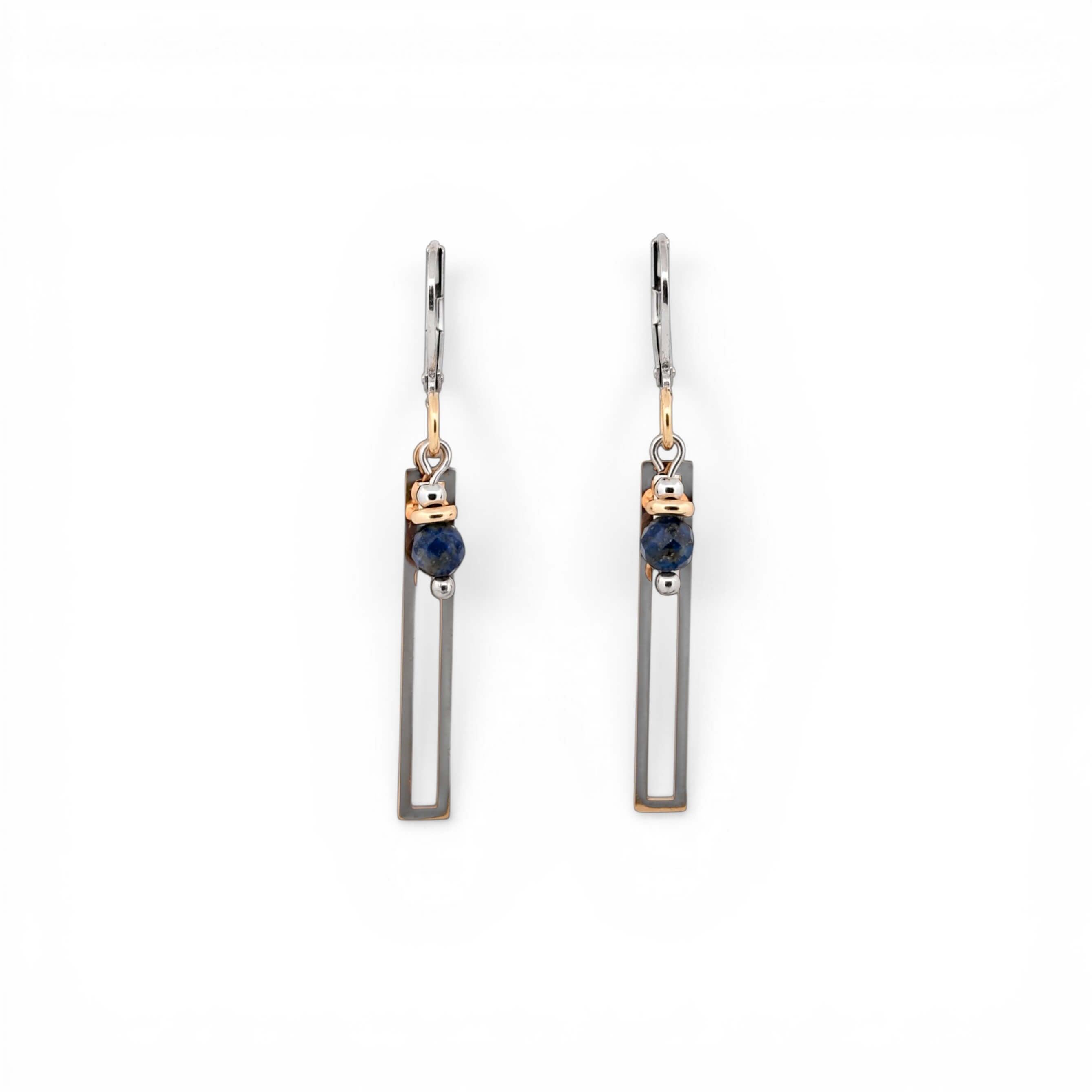 boucles d'oreilles agate bleue, handmade earrings