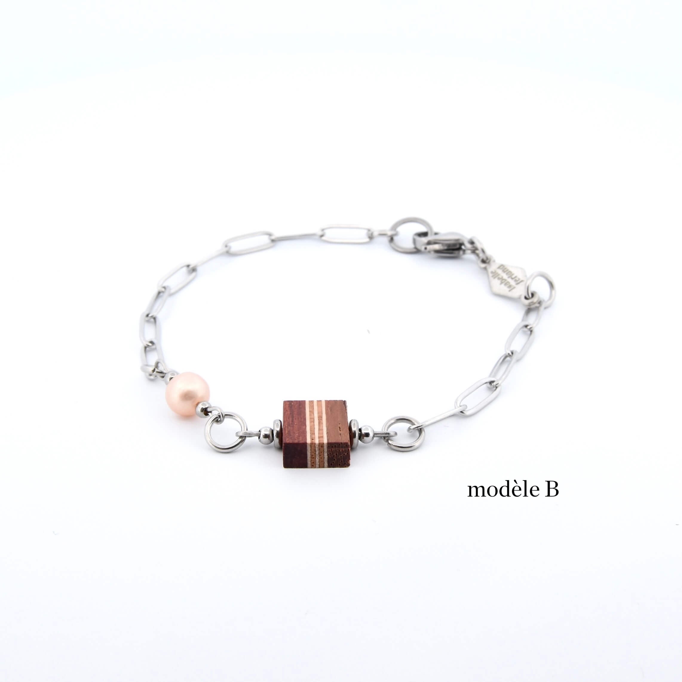 Bracelet Mosaïque de Bois et Perle d'Eau Douce – création Artisanale