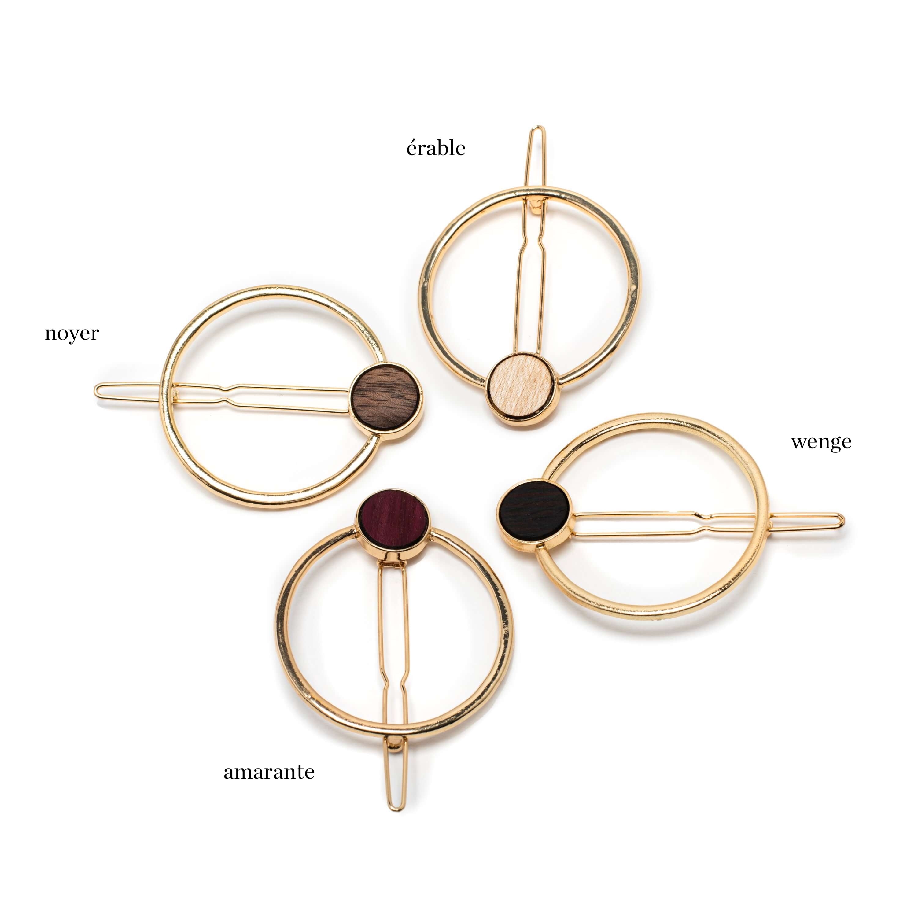 Barrette ronde dorée, barrette minimaliste artisanal, isabelle ferland 