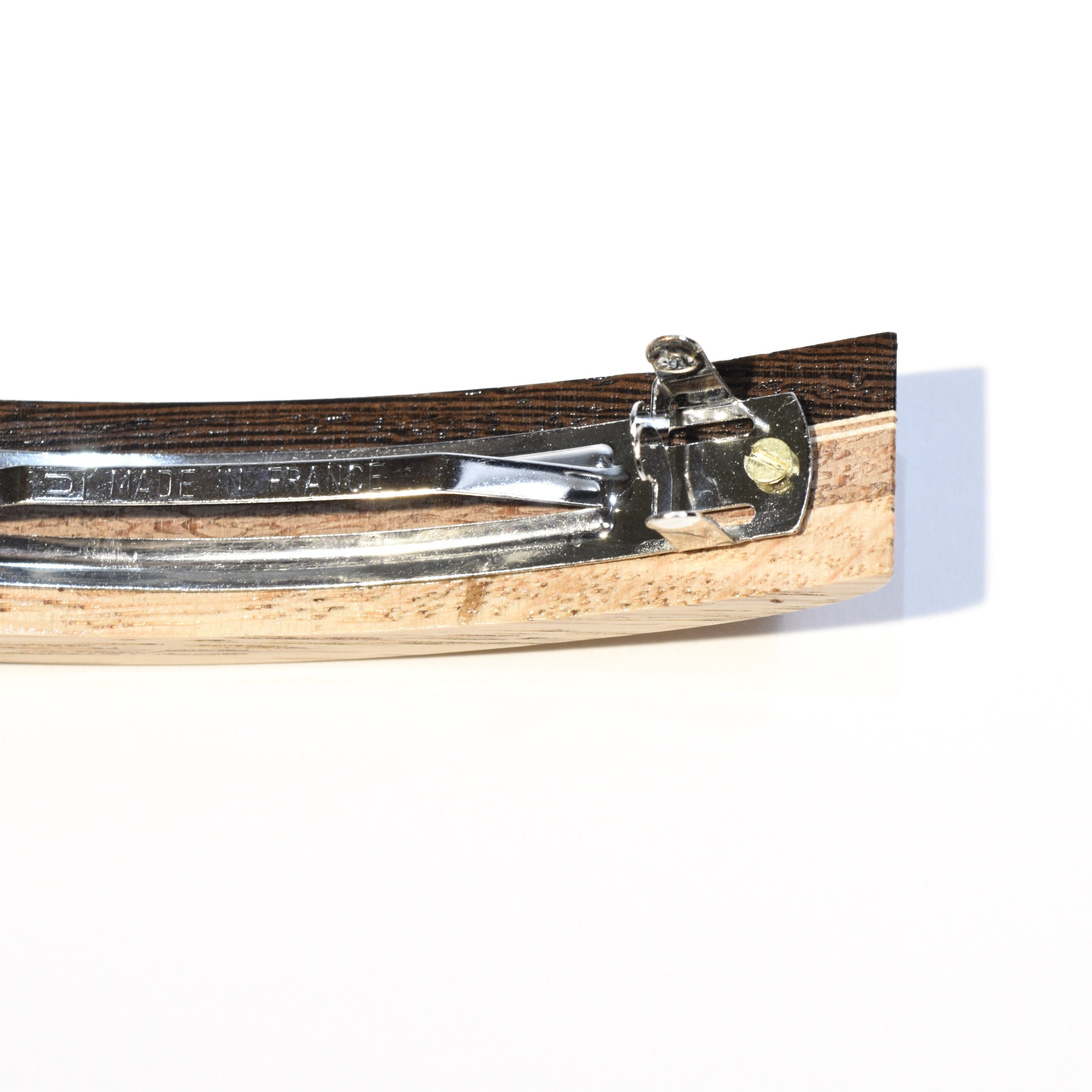 Barrette en bois aux couleurs terre - #Isabelle_Ferland_bijoux#