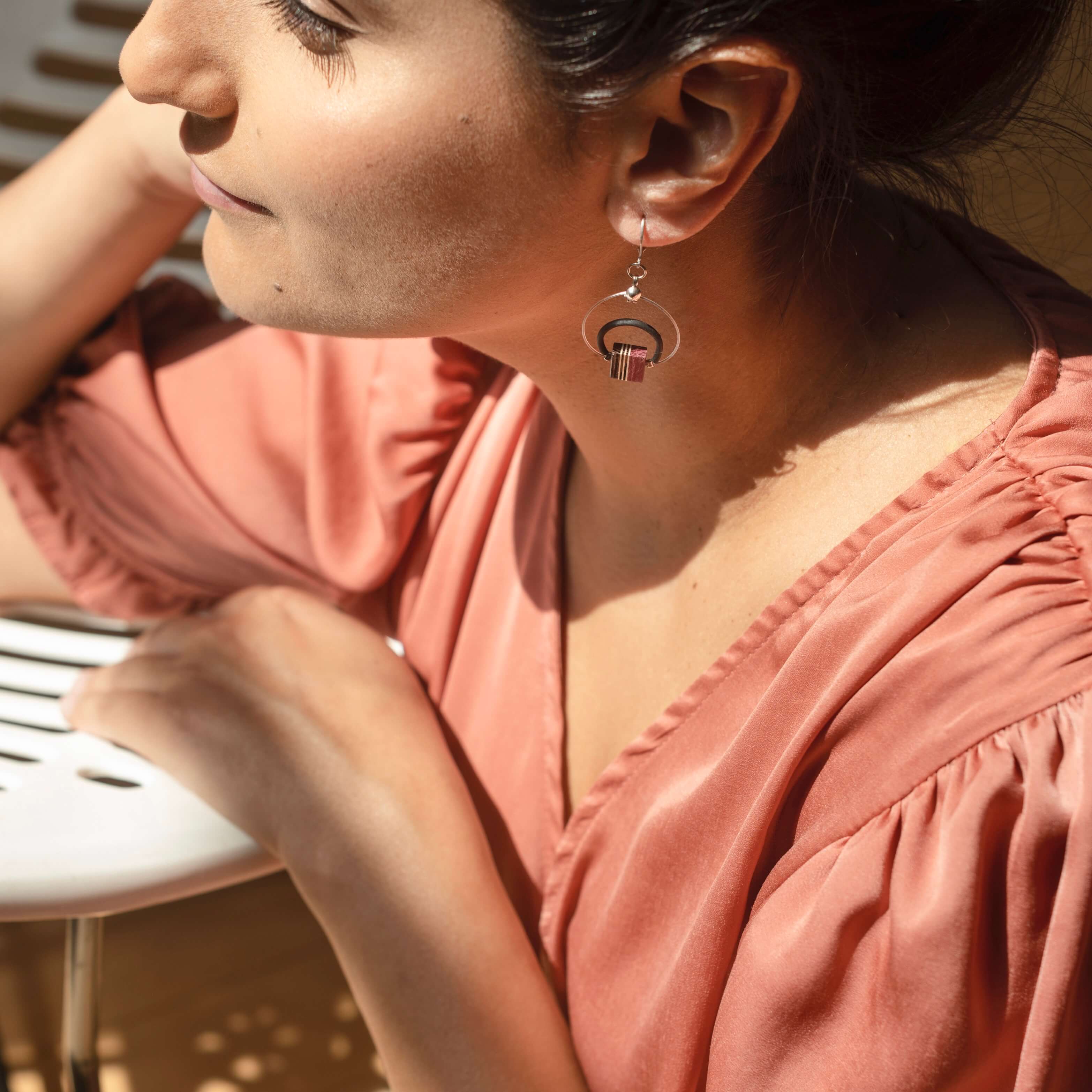 boucles d'oreille en acier inoxydable, bijoux fait isabelle ferland 