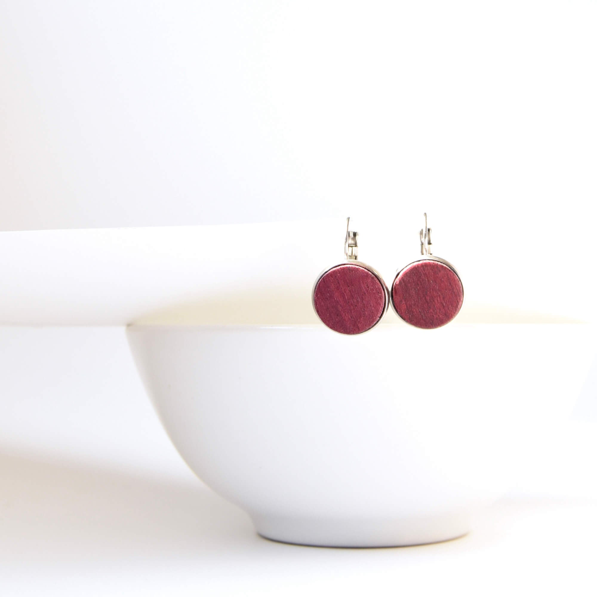 boucles boutons en bois artisanal | Isabelle Ferland bijoux