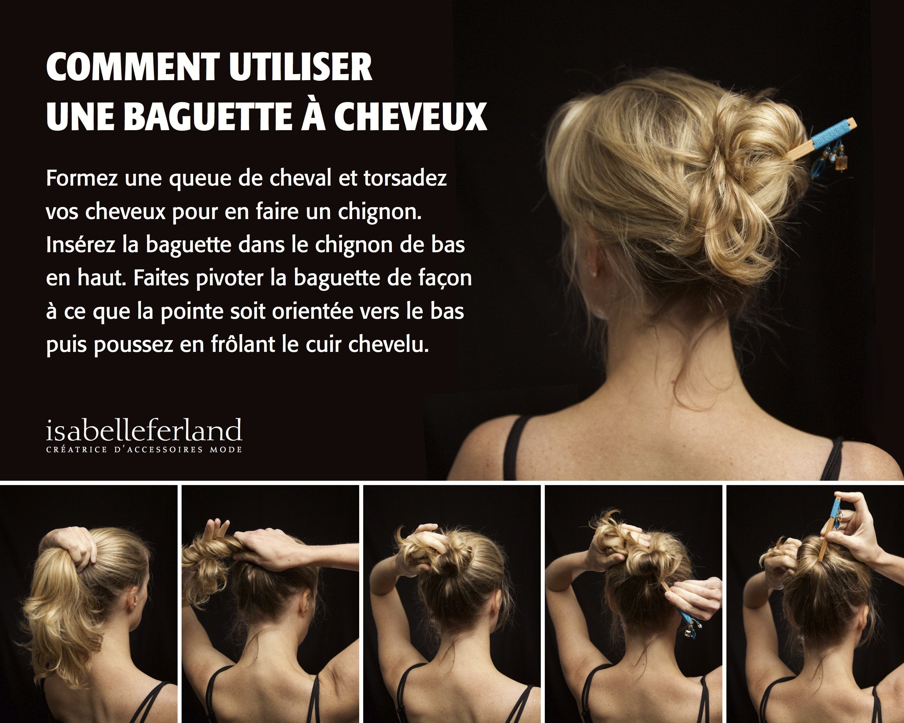 Baguette à cheveux en bois - #Isabelle_Ferland_bijoux#