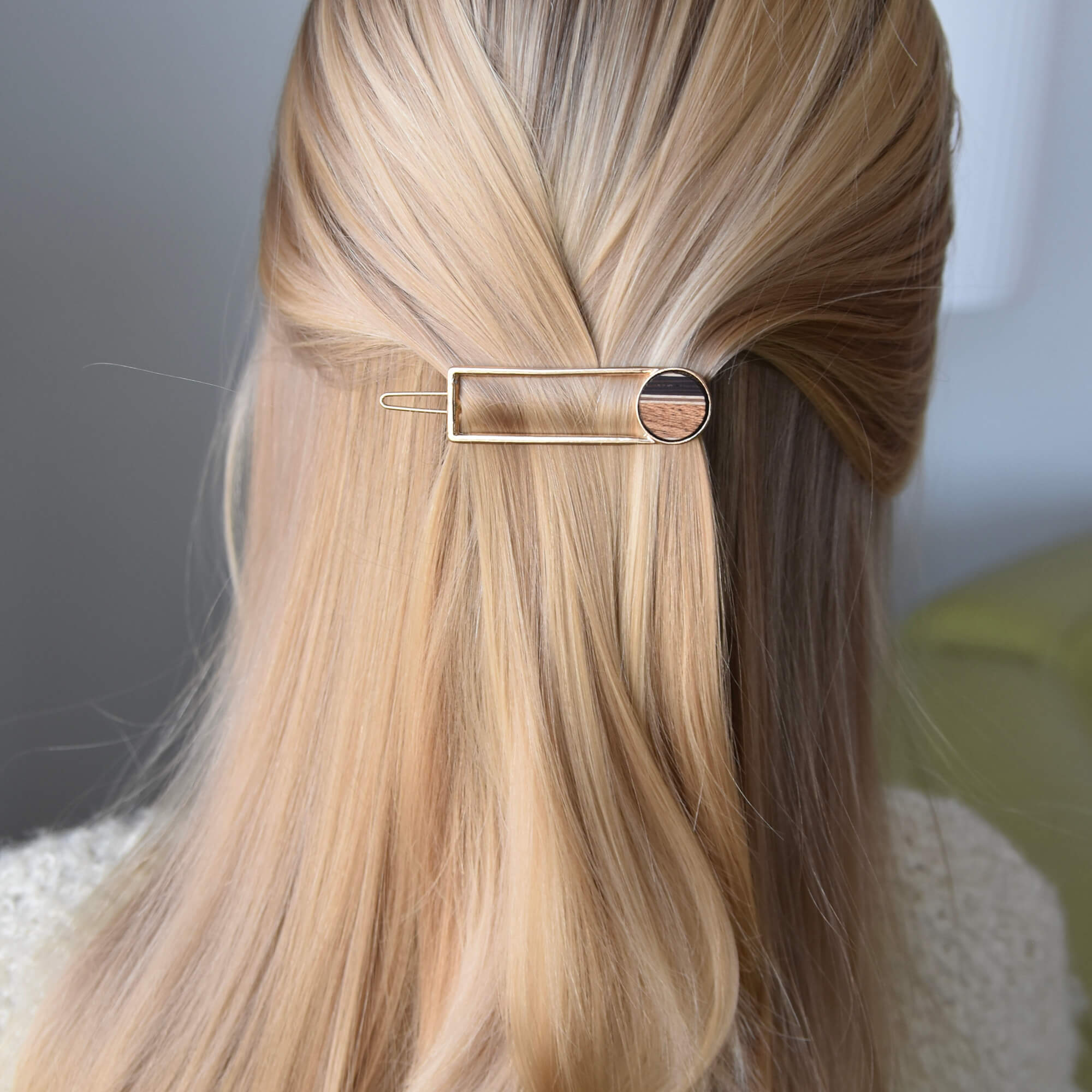 Barrette minimaliste dorée - clip simple à cheveux en laiton - accessoire pour cheveux or