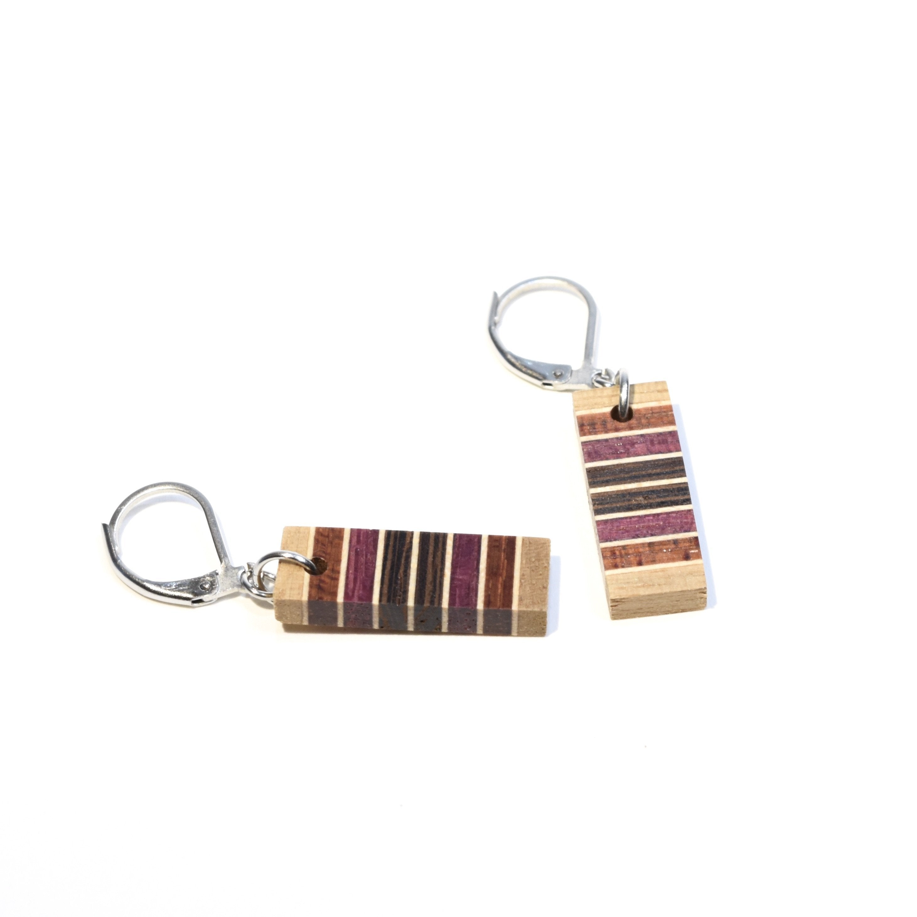 Boucles d'oreilles mosaïque de bois - #Isabelle_Ferland_bijoux#